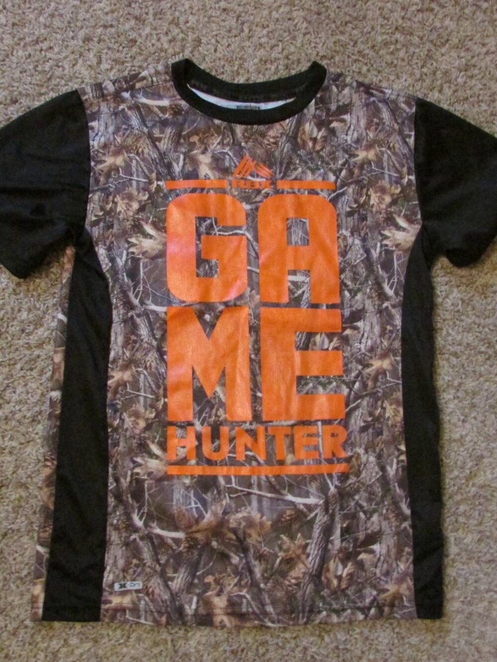 RBX Performance Boys XL 18/20 Orange Game Hunter Camo Crew Neck Shirt